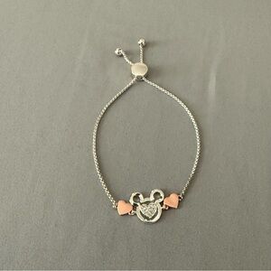 Disney Mickey Mouse Hearts Bracelet Slide Adjustable Two Tone